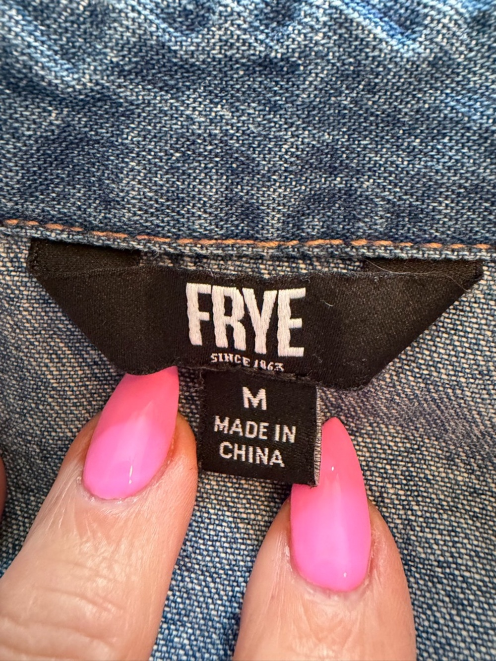 #582 Frye Blue Denim Button-Front Shirt Dress with Waist Tie - Picture 10 of 12